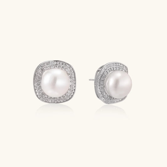 Pearl Halo Studs